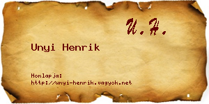 Unyi Henrik névjegykártya